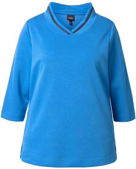 Ulla Popken Classic Fit with Side Slits 3/4 Sleeve Sweatshirt Royal Blue - Mikiny & mikiny bez kapucne - 