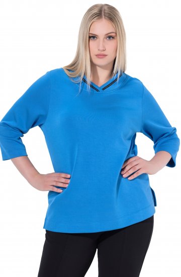 Ulla Popken Classic Fit with Side Slits 3/4 Sleeve Sweatshirt Royal Blue - Mikiny & mikiny bez kapucne - 