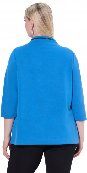 Ulla Popken Classic Fit with Side Slits 3/4 Sleeve Sweatshirt Royal Blue - Mikiny & mikiny bez kapucne - 