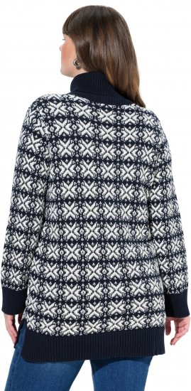 Ulla Popken Eco Cotton Geometric Snowflake Sweater Navy - Mikiny & mikiny bez kapucne - 