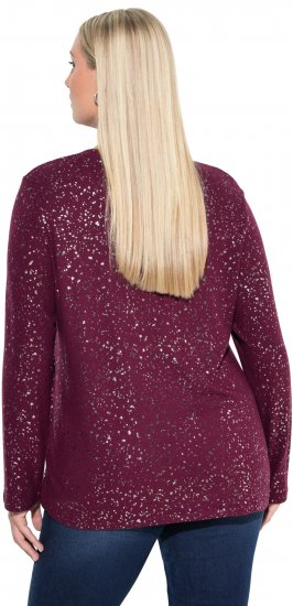 Ulla Popken Metallic Print Extra Soft Christmas Sweatshirt Dark Wine Red - Mikiny & mikiny bez kapucne - 