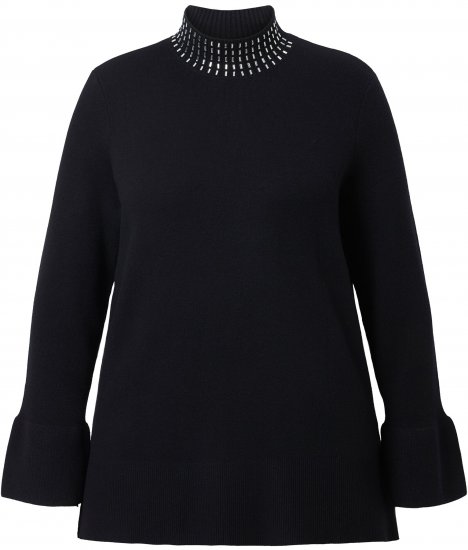 Ulla Popken Flared Sleeve Turtleneck Sweater Black - Mikiny & mikiny bez kapucne - 