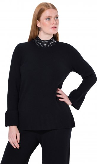 Ulla Popken Flared Sleeve Turtleneck Sweater Black - Mikiny & mikiny bez kapucne - 