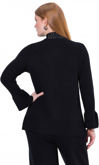 Ulla Popken Flared Sleeve Turtleneck Sweater Black - Mikiny & mikiny bez kapucne - 