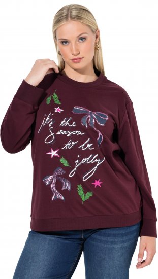 Ulla Popken Sparkling Sequin Bows Christmas Sweatshirt Plum - Mikiny & mikiny bez kapucne - 