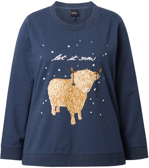 Ulla Popken Let It Snow Sequins Sweatshirt Ink Blue - Mikiny & mikiny bez kapucne - 