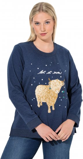 Ulla Popken Let It Snow Sequins Sweatshirt Ink Blue - Mikiny & mikiny bez kapucne - 