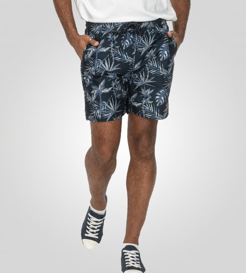 D555 Cleethorpes Hawaii Printed Swimshorts Navy - Plavecké šortky - Pánske Plavky Nadmerné Veľkosti 