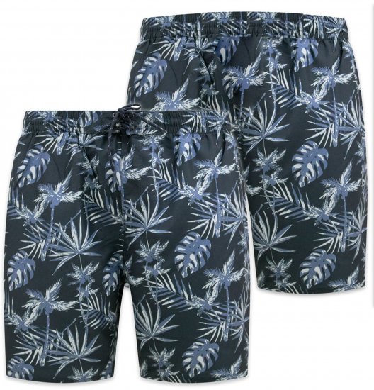 D555 Cleethorpes Hawaii Printed Swimshorts Navy - Plavecké šortky - Pánske Plavky Nadmerné Veľkosti 