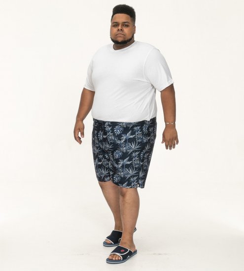 D555 Cleethorpes Hawaii Printed Swimshorts Navy - Plavecké šortky - Pánske Plavky Nadmerné Veľkosti 