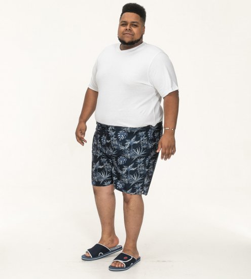 D555 Cleethorpes Hawaii Printed Swimshorts Navy - Plavecké šortky - Pánske Plavky Nadmerné Veľkosti 