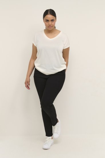 Kaffe Curve Lina V-Neck T-Shirt White - Tričká - 