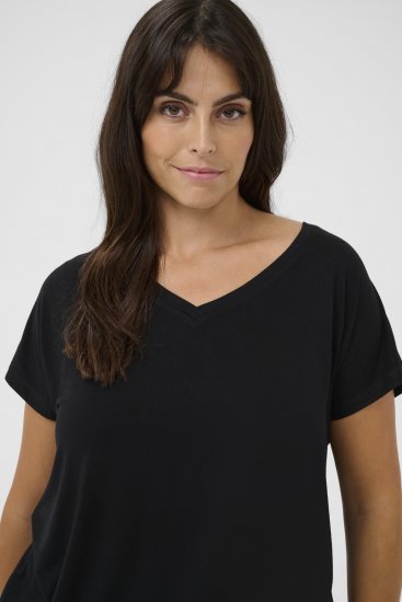 Kaffe Curve Jena V-Neck Tričko Sýto čierna - Tričká - 