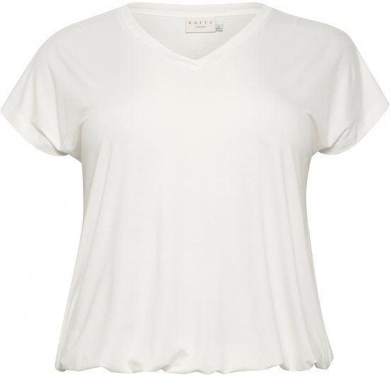 Kaffe Curve Jena V-Neck Tričko Chalk - Tričká - 