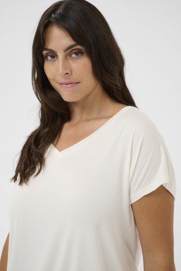 Kaffe Curve Jena V-Neck Tričko Chalk - Tričká - 