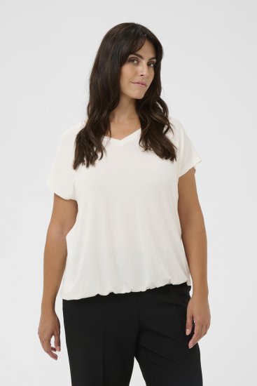 Kaffe Curve Jena V-Neck Tričko Chalk - Tričká - 