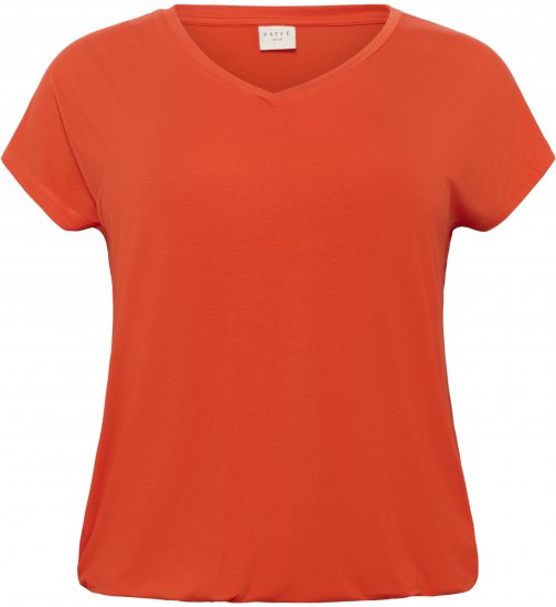 Kaffe Curve Jena V-Neck T-Shirt Grenadine Red - Tričká - 