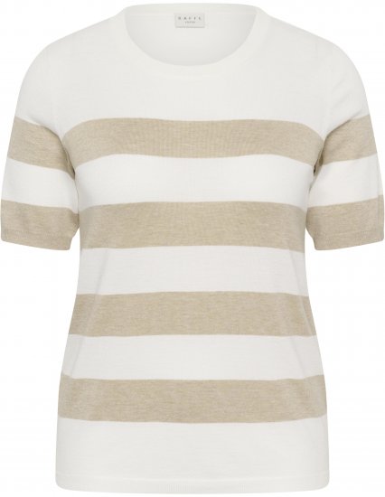 Kaffe Curve Lizzy Striped Pullover Chalk/Feather Grey Bold Stripe - Tričká - 