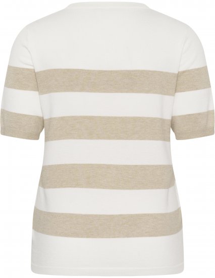 Kaffe Curve Lizzy Striped Pullover Chalk/Feather Grey Bold Stripe - Tričká - 