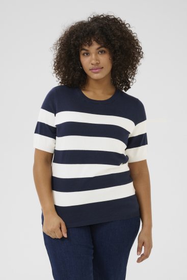 Kaffe Curve Lizzy pruhd Sveter Midnight/Chalk pruh - Tričká - 