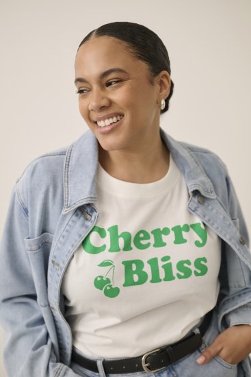 Kaffe Curve Chari T-Shirt Chalk - Tričká - 
