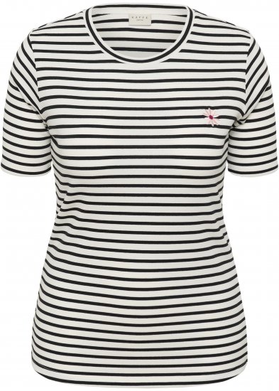 Kaffe Curve Lia Flower T-Shirt Chalk/Deep Black - Tričká - 