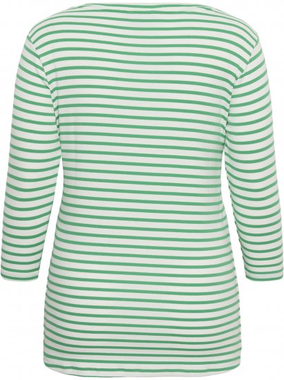 Kaffe Curve Lia Boatneck 3/4 T-Shirt Chalk/Bright Green - Tričká & topy - 