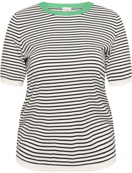 Kaffe Curve Lizzy Knit T-Shirt Chalk/Black Fine Stripe - Tričká - 