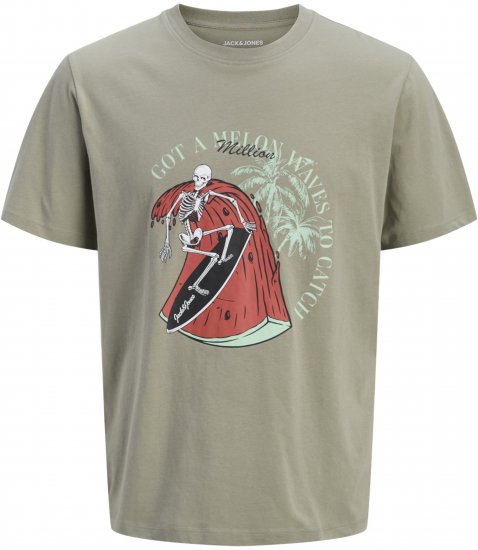 Jack & Jones King Crew Neck T-Shirt Grey - Tričká s potlačou - Tričká s potlačou - 2XL-8XL