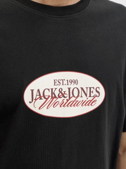 Jack & Jones Catskills Worldwide Tričko Čierne - Tričká - Nadrozmerné tričká - 2XL-14XL