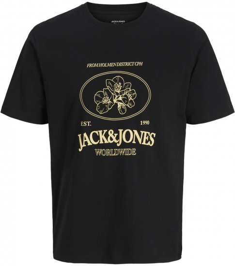 Jack & Jones Nantucket Tričko Čierne - Tričká - Nadrozmerné tričká - 2XL-14XL