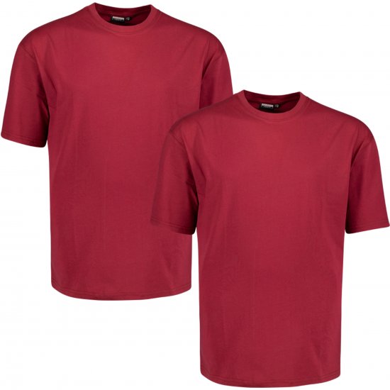 Adamo 129420 Comfort Fit Twin Pack T-Shirt Red - Tričká bez potlače - Tričká bez potlače - 2XL-14XL