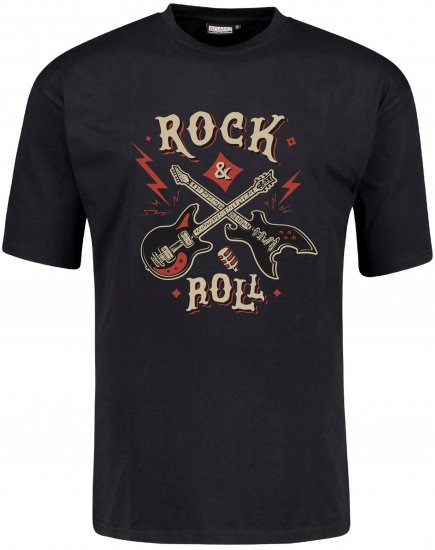 Adamo Rock and Roll Comfort Fit T-Shirt Black - Tričká s potlačou - Tričká s potlačou - 2XL-8XL