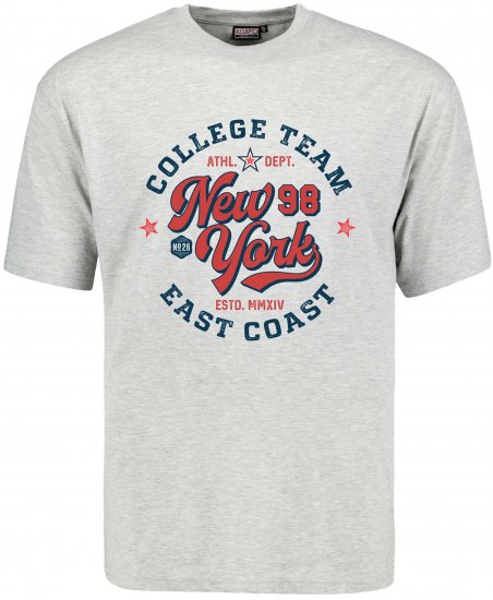 Adamo Motivshirt Comfort Fit College Grey - Tričká - Nadrozmerné tričká - 2XL-14XL