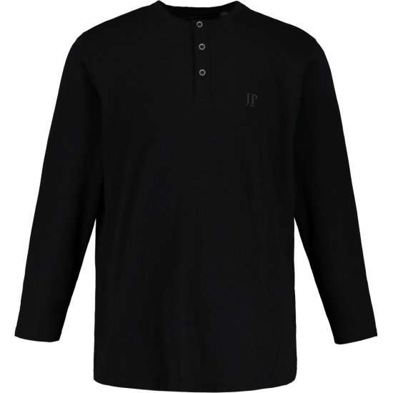 JP1880 Henley T-Shirt Long Sleeve Black TALL - PÁNSKE OBLEČENIE MT-6XLT - Veľkosti pre VYSOKÝCH
