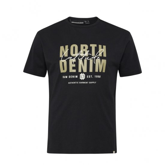 North Latitude Denim Printed Logo T-Shirt Black - Tričká - Nadrozmerné tričká - 2XL-14XL
