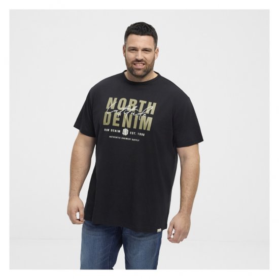 North Latitude Denim Printed Logo T-Shirt Black - Tričká - Nadrozmerné tričká - 2XL-14XL