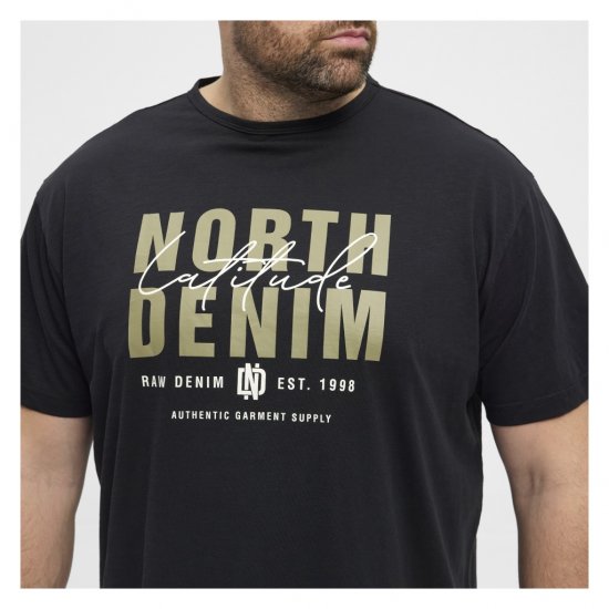 North Latitude Denim Printed Logo T-Shirt Black - Tričká - Nadrozmerné tričká - 2XL-14XL