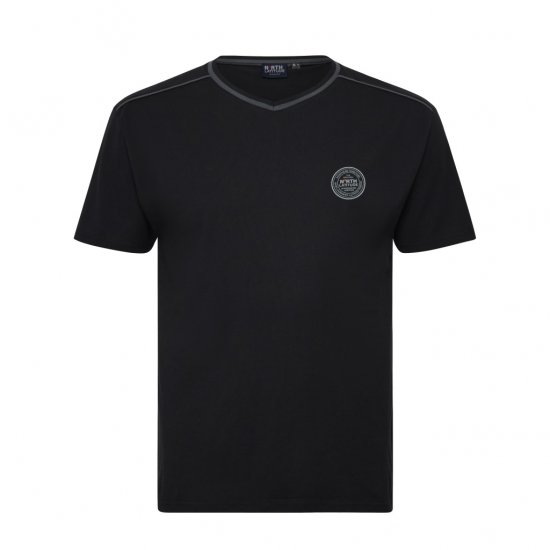 North Latitude Pyjama T-Shirt V-Neck Short Sleeve Black - Pyžamá a domáce oblečenie - Pyžamá a domáce oblečenie 2XL-10XL