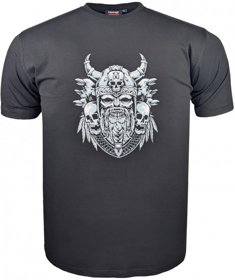 Espionage T441 Viking Skull Print T-Shirt Black - Tričká s potlačou - Tričká s potlačou - 2XL-8XL