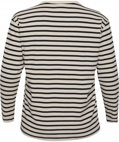 Kaffe Curve Winni Dlhý rukáv Tričko Antická biela/Čierna pruh - Tričká - 