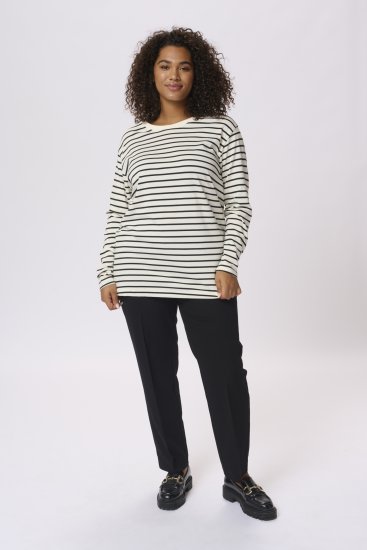 Kaffe Curve Winni Dlhý rukáv Tričko Antická biela/Čierna pruh - Tričká - 