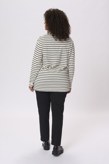 Kaffe Curve Winni Dlhý rukáv Tričko Antická biela/Čierna pruh - Tričká - 