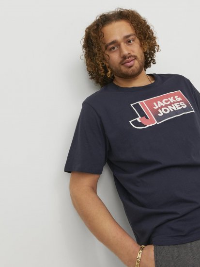 Jack & Jones Logan T-Shirt Navy - Tričká - Nadrozmerné tričká - 2XL-14XL