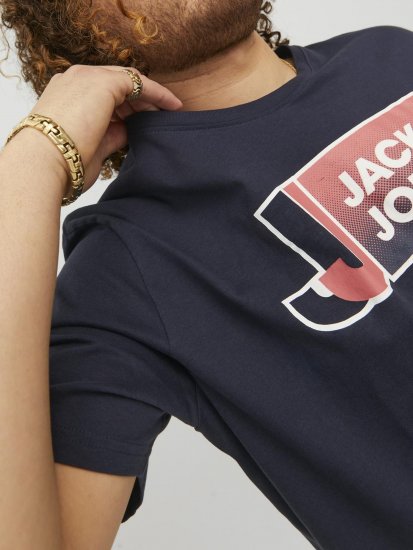 Jack & Jones Logan T-Shirt Navy - Tričká - Nadrozmerné tričká - 2XL-14XL