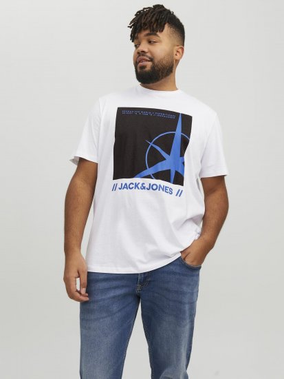 Jack & Jones Conrad T-Shirt White - Tričká - Nadrozmerné tričká - 2XL-14XL
