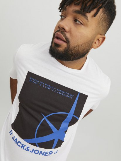 Jack & Jones Conrad T-Shirt White - Tričká - Nadrozmerné tričká - 2XL-14XL