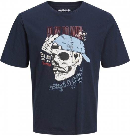 Jack & Jones Roxbury T-Shirt Navy - Tričká - Nadrozmerné tričká - 2XL-14XL