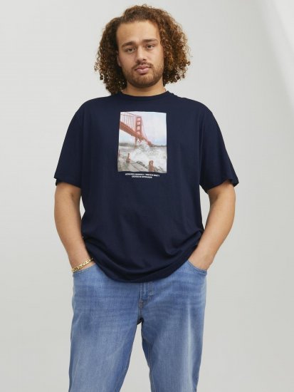 Jack & Jones Copenhagen Photo T-Shirt Navy - Tričká - Nadrozmerné tričká - 2XL-14XL