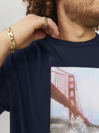Jack & Jones Copenhagen Photo T-Shirt Navy - Tričká - Nadrozmerné tričká - 2XL-14XL